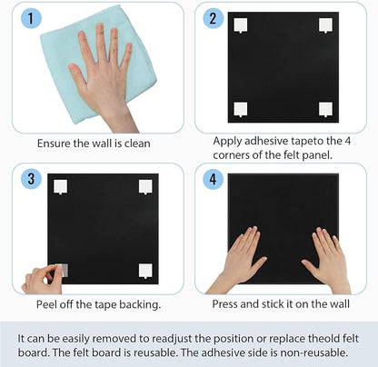 Smarpau Felt Bulletin Board 12 Pack Cork Boards for Walls 48"x36" Dark Gray Bulletin Board Cork Felt Board for Office Pin Tack Board for Home School