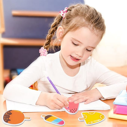 30 Pack Ice Cream Sticky Notes, Total 600 Sheets, Assorted Summer Fruit Popsicle Sticks Self Sticky Memo Pads for Office School Student Kids Class Birthday Party Favors Goodies Bag Fillers