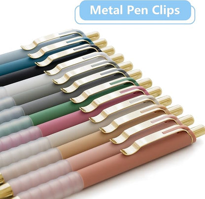 1.0mm Ballpoint Pens Retractable Cute Black Ink Pens with Silicone Grip Smooth Writing Suitable for Office, Note-taking (12 pcs)