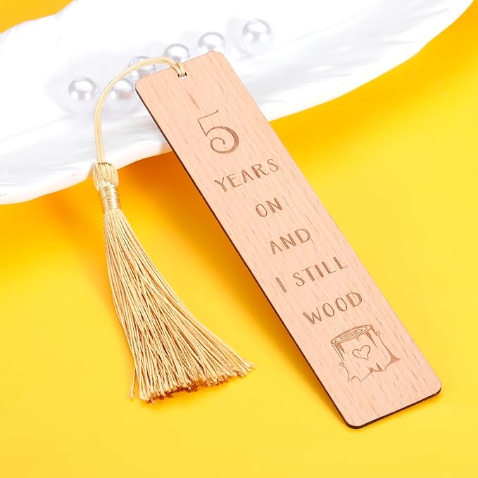 Wooden Bookmark 5 Year Anniversary Wood Gift for Him Her, 5th Anniversary Wooden Gifts for Wife Husband, 5 Year Marriage Gifts Anniversary for Couple, Fifth Anniversary Valentines Gifts for Women Men
