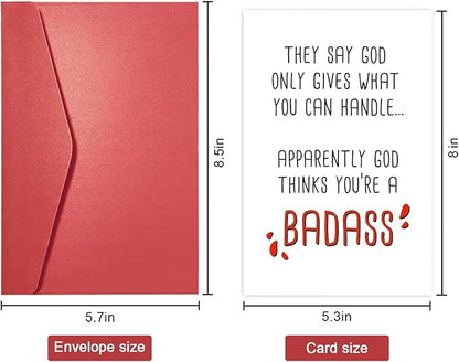 Funny Get Well Greeting Card Gift, Hilarious Encouragement Card, Post Surgery Card, Feel Better Card, God Thinks You're a Badass
