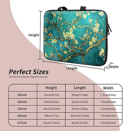 Universal Tablet Laptop Sleeve Case 10 inch, Art Plum Blossom Slim Carrying Case Durable Handbag Travel Laptop Bag for 7 to 10-inch Laptops/Notebook/Kids Tablet/ipad/eBook Readers