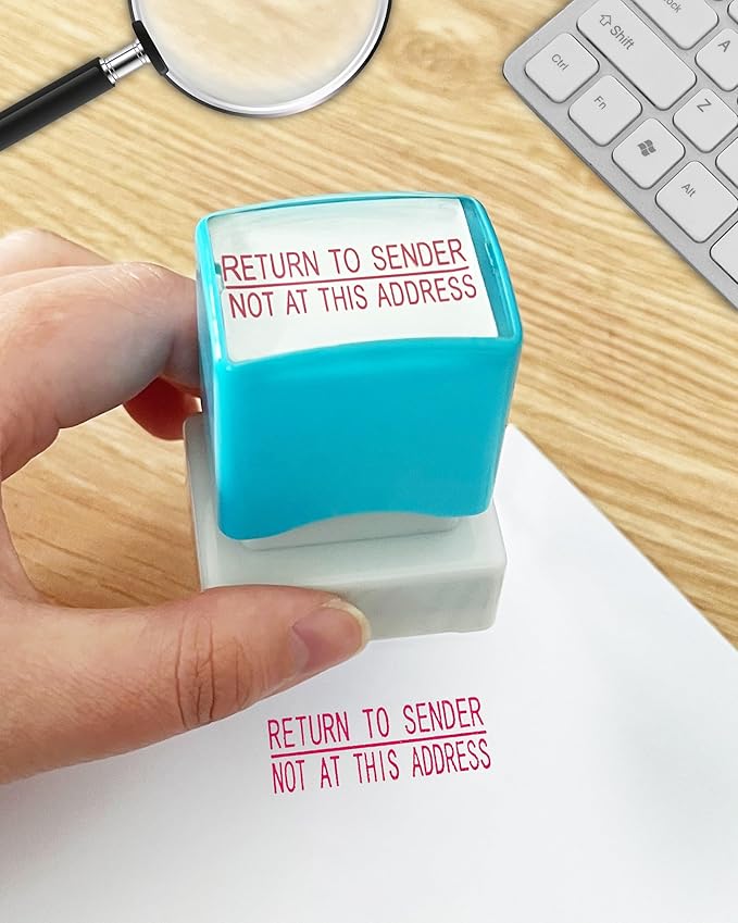 WAFJAMF Return to Sender not at This Address–Information Stamps Self Inking Rubber Stamp Red Ink Message Stamp-Medium