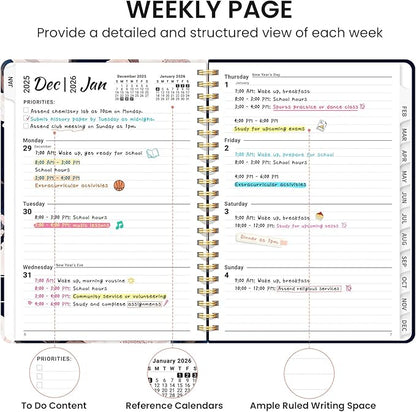 2026 Planner, Aesthetic Weekly and Monthly Planner for Women, Jan 2026 to Dec 2026, Hardcover 2026 Calendar Book with Monthly Tabs, Inner Pocket, Perfect for Office Home School - A5 (6.3" x 8.5"), Dusky Peony
