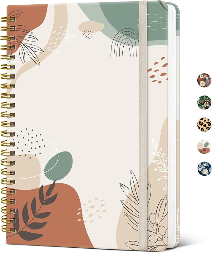 Pretty Cute Lined Spiral Journal Notebook for Women, Aesthetic College Ruled Notebook for Work & Note Taking, A5 Hardcover Journal for Writing, 140 Pages, Abstract