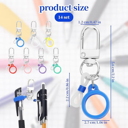 Retractable Pen Holders, 14 Set Silicone Pen Holder with Lobster Clasp, Clip on Pens Holder for Badge Reel, Perfect Pen Holder f1or Lanyard, Badge Pen Holder for Nurses, Badge Reel Accessories