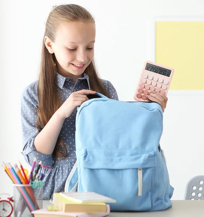 Calculator, Desk Calculators, Cute Pink Calculator, 12 Digit with Large LCD Display, Basic Standard Calculator, Big Button, Aesthetic Calculator, Mechanical Calculator for Office School