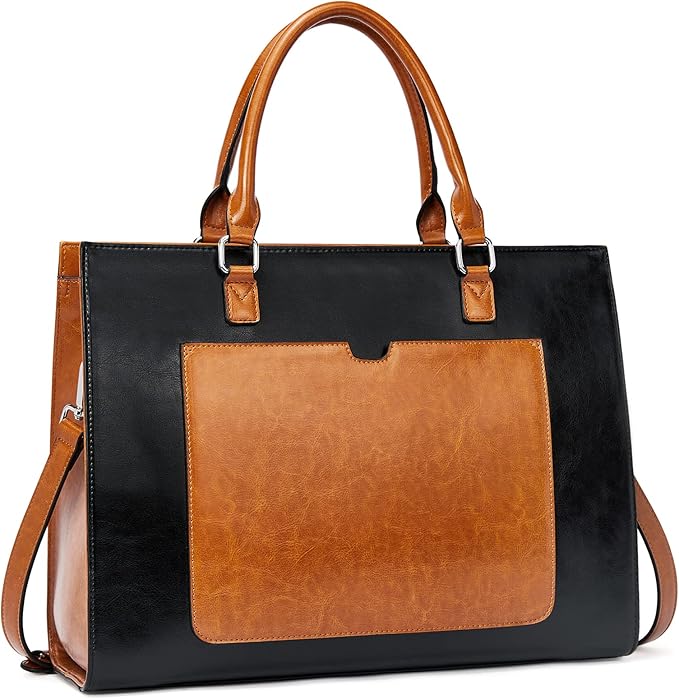 Telena Laptop Tote Bag for Women, 15.6 Inch Shoulder Tote Bag Leather Briefcase for Women, Large Capacity Handbag Bags