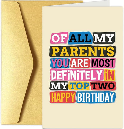 Chenive Funny Birthday Card for Dad Mom, Dad Birthday Card, Mom Birthday Card, Happy Birthday Card for Parents from Kids Son Daughter