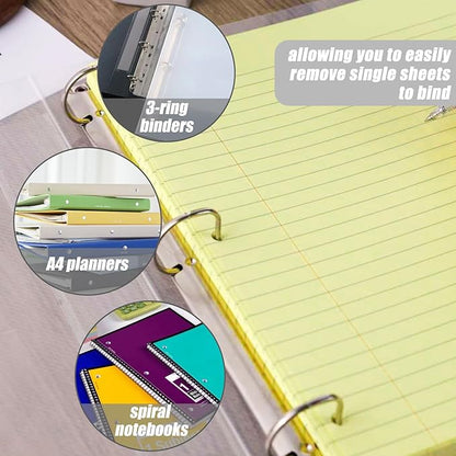 HIBOX 100 Sheets Ruled Loose Leaf Paper, 8" x 10.5" Yellow Lined Filler Paper Binder Refills Paper 3 Holes Punch for Notebook Binder Planner School Office