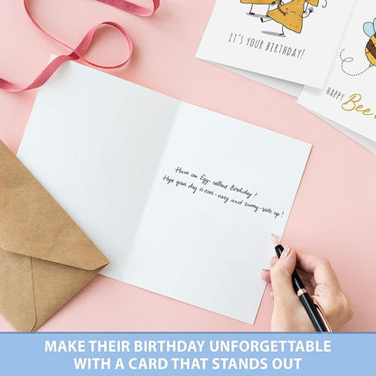 20 Funny Birthday Cards (4"x6") with 20 Envelopes & Stickers, Mixed Humor Greeting Card Variety Pack for Friend Teacher, Cartoon Lighthearted Birthday Cards for Women, Cheerful Happy Birthday Card For Kids