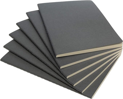 Simply Genius A5 Notebooks for Work, Travel, Business, School & More - College Ruled Notebook - Softcover Journals for Women & Men - Lined Note Books with 92 pages, 5.5" x 8.3" (Gray, 6 pack)