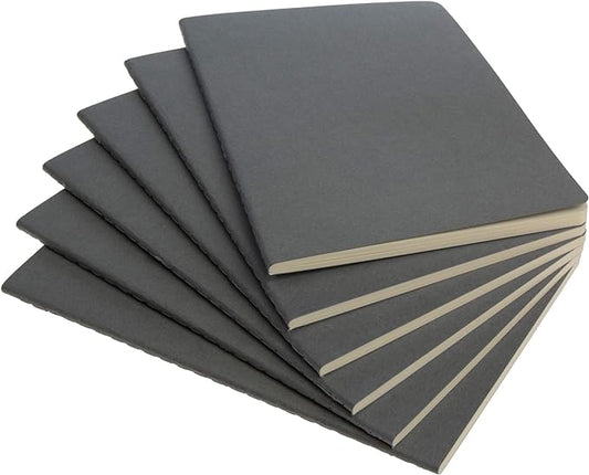 Simply Genius A5 Notebooks for Work, Travel, Business, School & More - College Ruled Notebook - Softcover Journals for Women & Men - Lined Note Books with 92 pages, 5.5" x 8.3" (Gray, 6 pack)