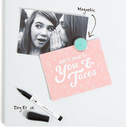 U Brands Magnetic Dry Erase Board, 14"x14", Frameless, includes Marker and Magnet