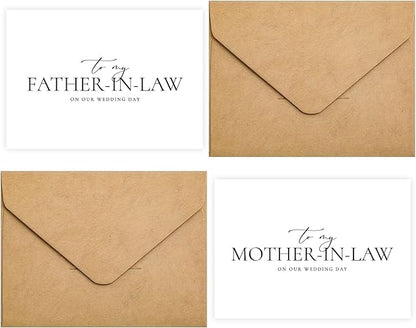 Set of 2 Parents In Law Wedding Day Card, Parents In Law Of The Bride/Groom Gifts, To My Father In Law On Our Wedding Day, To My Mother In Law On Our Wedding Day. （Father/Mother-in-Law A）