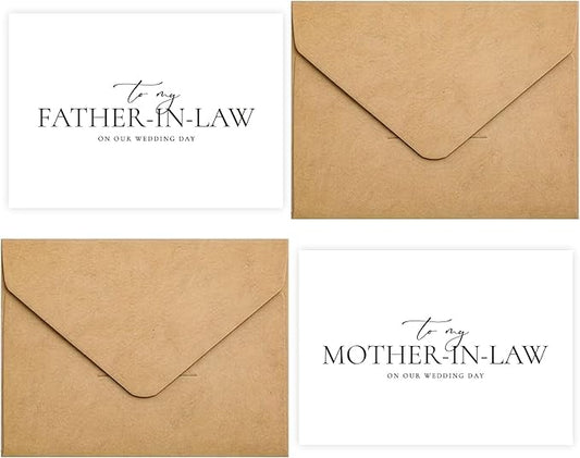 Set of 2 Parents In Law Wedding Day Card, Parents In Law Of The Bride/Groom Gifts, To My Father In Law On Our Wedding Day, To My Mother In Law On Our Wedding Day. （Father/Mother-in-Law A）
