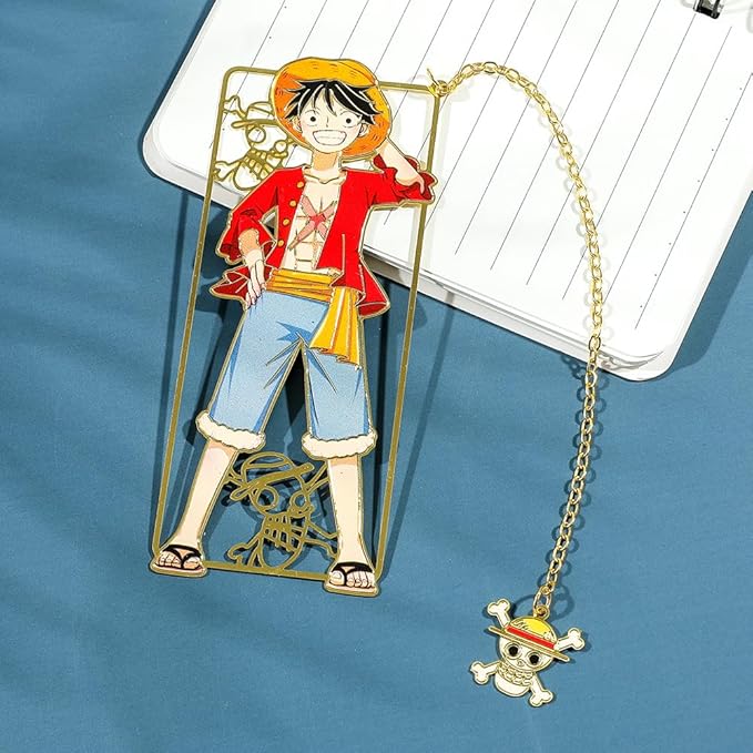 One Pieces Anime Luffy Shanks Uta Book Mark - Brass Metal Bookmark, Stationery School Supplies, Gift for Book Lover, Friends, Anime Fans Collection (Luffy)