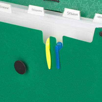 Five Star Expanding File Organizer, 6-Pocket Accordian File Organizer, Bungee Closure, Holds 11" x 8-1/2", Forest Green (350100D-ECM)