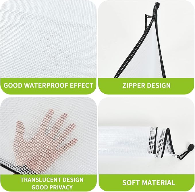 20 PCS B4-15.4×11Inch Plastic Mesh Zip File Bags, Waterproof Tear-Resistant Document File Folders, Zipper Documents Pouch Document Organizer Bags for School Office Home Travel Storage