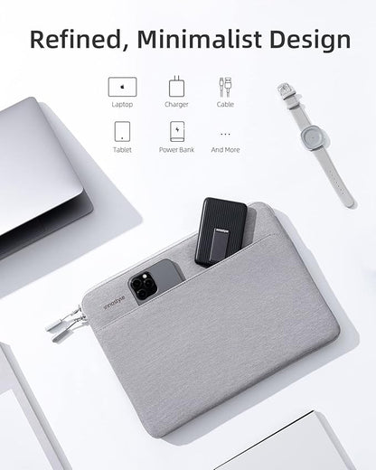 Protective 13 Inch Laptop Sleeve for 13 13.3 MacBook Air/Pro, 13 HP Dell Lenovo Asus Notebook - Shockproof, Water-Resistant with Accessory Pocket (Gray, 13 inch)