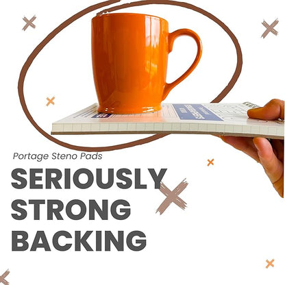 Portage Steno Notebook | 6" x 9" With Ultra Thick Backing Perfect For Writing Wherever You Need, 70 Sheets of Quality, Gregg Ruled Paper, Top Spiral Bound