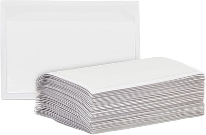 100 Pack Clear Self-Adhesive Pocket Label Holders for Index Cards 3x5, Bulk Top Load Plastic Sleeves for Storage