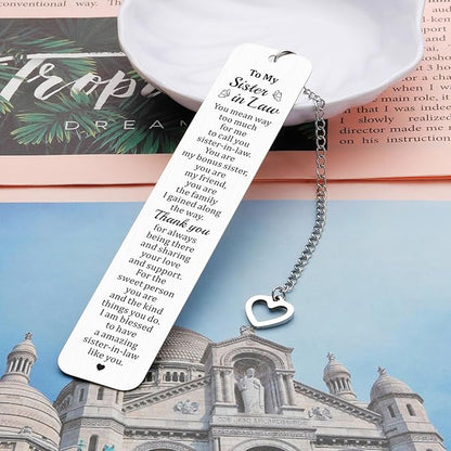 Sister in Law Gifts, Christmas Stocking Stuffers for Sister in Law, Sister in Law Bookmark, Wedding Birthday Gifts for Sister in Law, Sister-in-Law Gifts, Xmas Valentines Gifts for Sister in Law