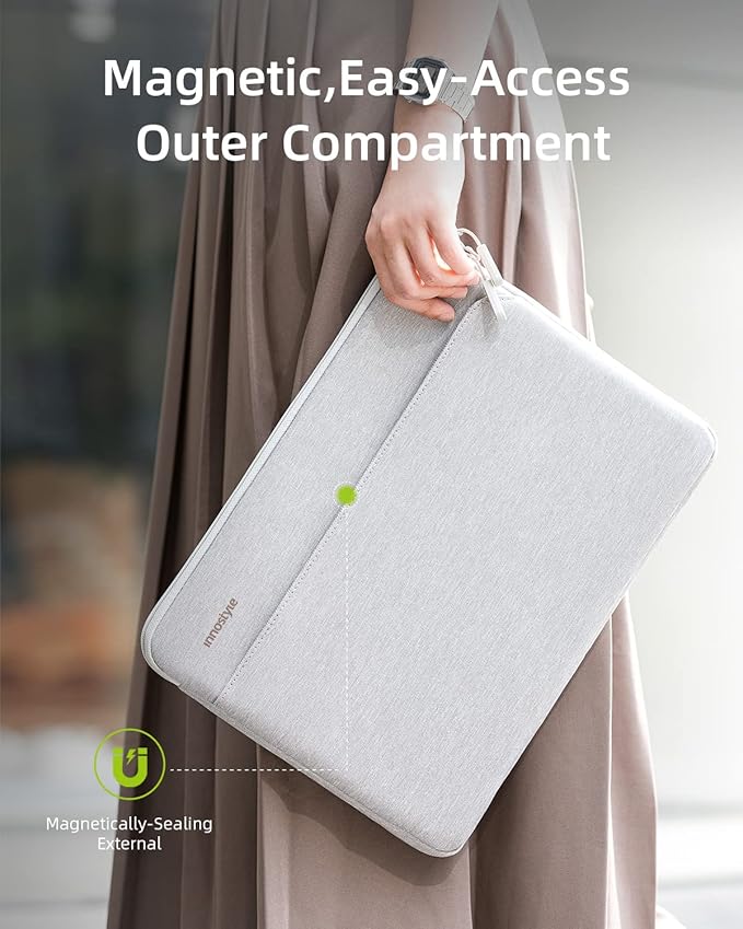 Protective 13 Inch Laptop Sleeve for 13 13.3 MacBook Air/Pro, 13 HP Dell Lenovo Asus Notebook - Shockproof, Water-Resistant with Accessory Pocket (Gray, 13 inch)