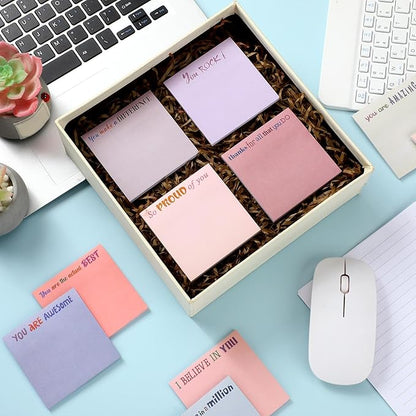 Yinder 24 Pcs Inspirational Sticky Notes with Lines Cute Motivational Sticky Notes Pad Employee Appreciation Gifts Bulk for Teacher Nurse Coworkers Office Supplies 3 x 3''(Aesthetics,Thank You)