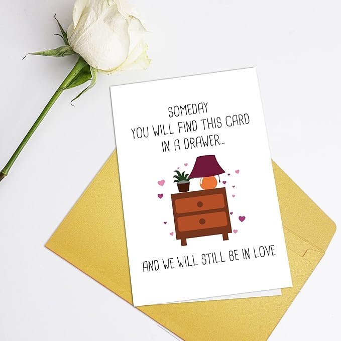 Supoeguk Funny Love Card for Him Her, Valentine's Day Card, Anniversary Card for Husband, Birthday Card from Wife, Someday You Will Find This Card In A Drawer