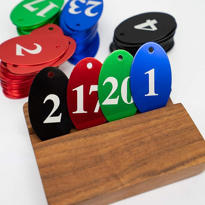 StayMax Aluminum Alloy Oval Number Tag Key Tag with Key Rings