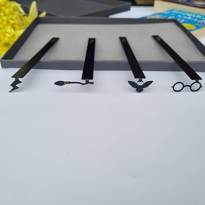 Owl Witch Wizard Bookmark Magic Metal Bookmark Beautiful Bookmark for Girls, Boys, Kids, Book Club Gift for Teacher Gift Lightning Bookmark Gifts Bookish Gifts for Book Lovers (4 Pack Gift Set)