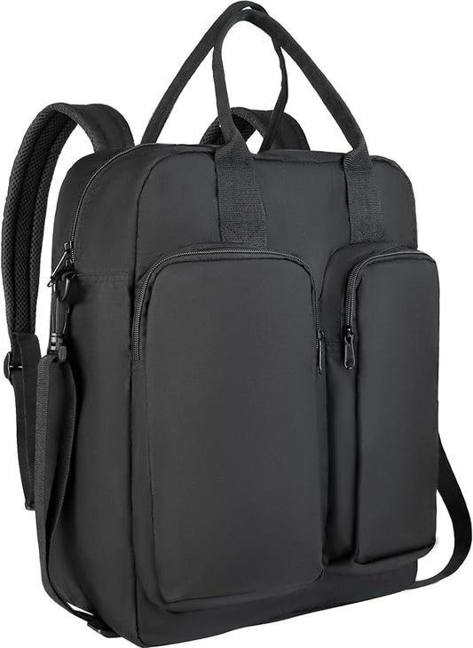 Zavothy Women's Convertible Daypack Large Tote Bag for Women with Laptop Compartment College Backpack for Men Business Work Computer Backpack fits 17 Inch Black