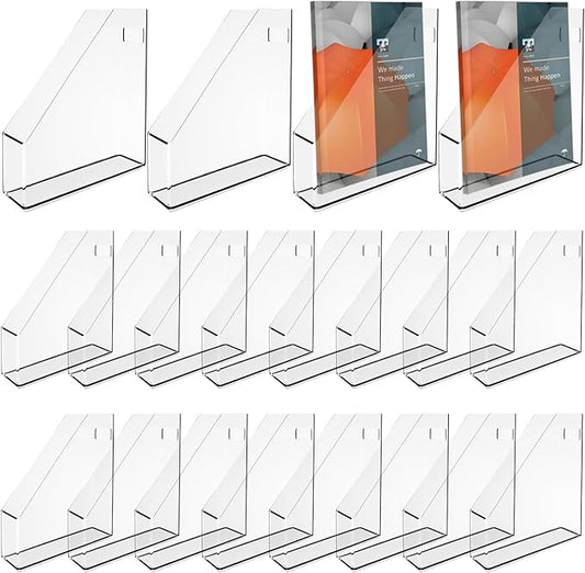 20 PCS Acrylic Magazine File Holder with Handle, Clear Magazine Rack, Vertical File Folder Organizer for Desk, Notebooks Document Storage, for Home Office, School, Workstation Desktop Organizer