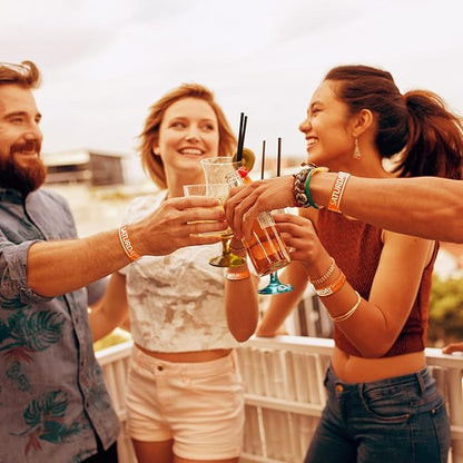 Henoyso 600 Pcs Saturday Paper Wristbands Event Wristbands Paper Bracelets Wristbands Numbered Waterproof Party Wristbands for Events Day of The Week(Orange)