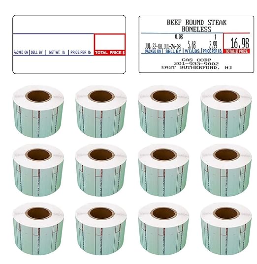 CAS LST-8000 Printing Scale Label, 58 x 30 mm, Non-UPC, 12 Rolls Per Case