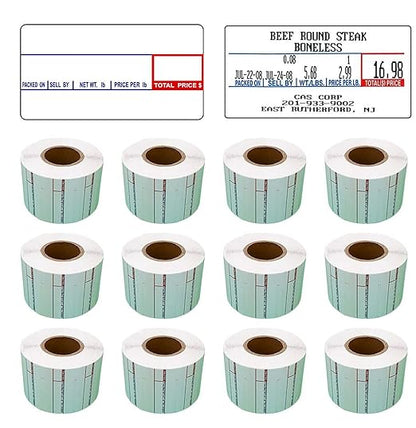 CAS LST-8000 Printing Scale Label, 58 x 30 mm, Non-UPC, 12 Rolls Per Case