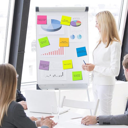 (12 Pads) Lined Sticky Notes 4x4 in Post, 6 Bright Colors with Lines Self-Stick Note Pads it, Strong Adhesive