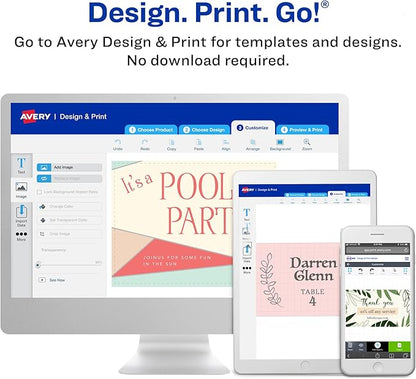 Avery Postcards with Flourish Edges and Sure Feed Technology, 3.5" x 5", Matte White, 100 Cards Total, Laser/Inkjet Printable Cards (5627)