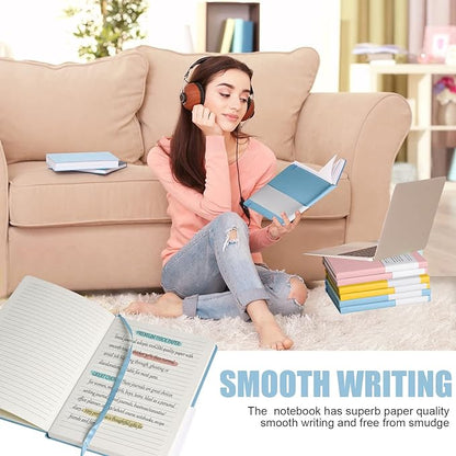 Lined Journal Notebook, 6Pack(sky blue), 160 Pages, Medium 5.7 inches x 8 inches - 100 gsm Thick Paper, Hardcover