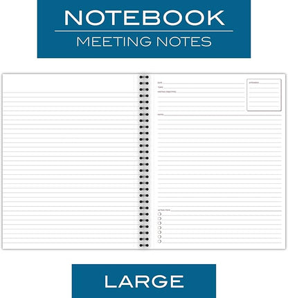 Cambridge Notebook, Business Notebook, 8-1/4" x 11", 80 Sheets, Ruled, Meeting Notes, Flexible Cover, Wirebound, Gray (06132)