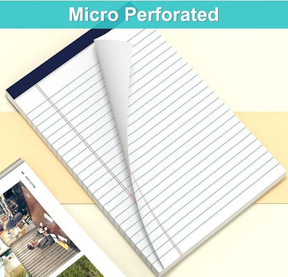 Legal Note Pads 5" x 8" College Ruled Small Writing Pads, 80gsm/21lb White Lined Paper, 30 Sheets per Notepad, 12 Pads per Pack, Perforated To Do List Legal Pads for Versatile Use