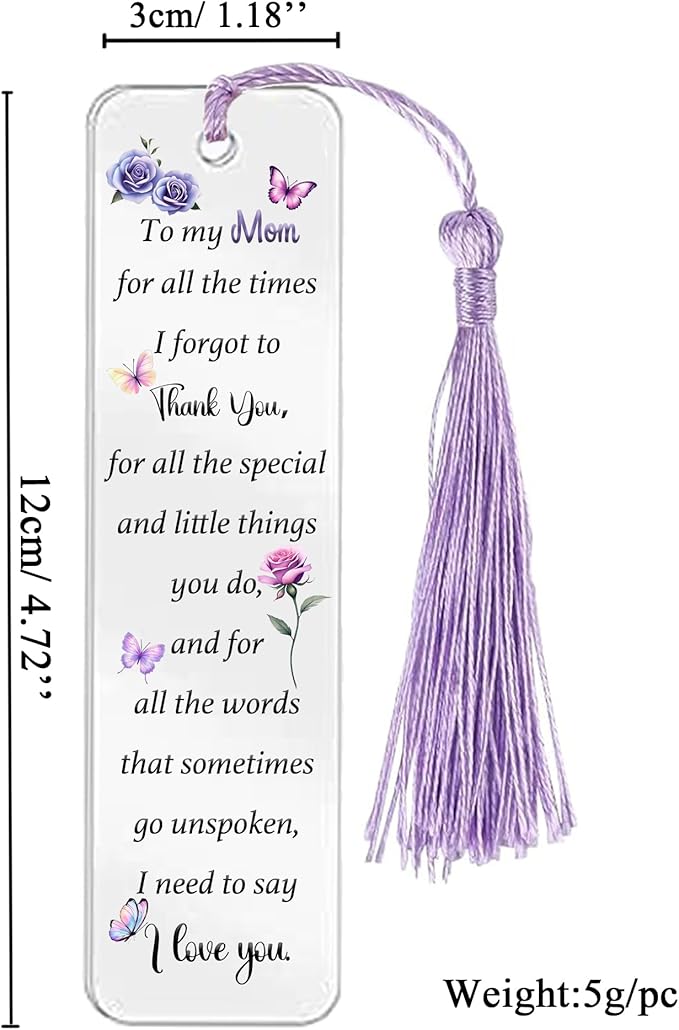 Mommy Gifts for Women Acrylic Plaque Bookmark Set Birthday Gifts for Mom Personalised Butterfly Keepsake Bookmarker Mothers Day Christmas Gifts for Her from Daughter Son Mum You are The World