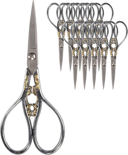 JubileeYarn Scrollwork Embroidery Craft Scissors - Silver - 10 Scissors