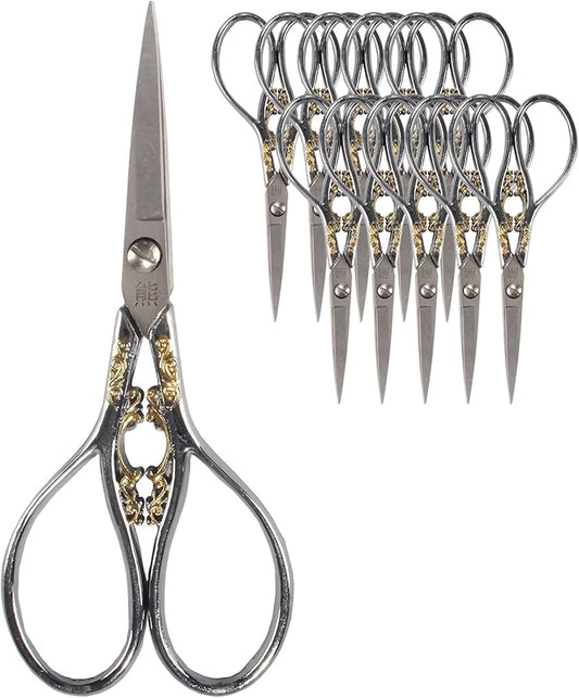 JubileeYarn Scrollwork Embroidery Craft Scissors - Silver - 10 Scissors