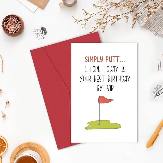 Funny Golf Birthday Card for Men, Happy Birthday Card for Golf Lover, Humorous Birthday Cards for Dad Husband Boyfriend Fiance, I Hope Today Is Your Best Birthday By Par