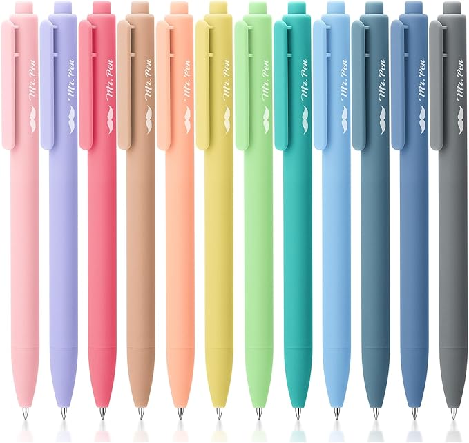 Mr. Pen- Retractable Gel Pens, 12 Pack, Blue Ink, Celestial Color Barrels Gel Pens, Gel Pens Fine Point 0.5mm, Retractable Pens, Cute Pens, Gel Ink Pens, Aesthetic Pens for Journaling Fine Tip Pens