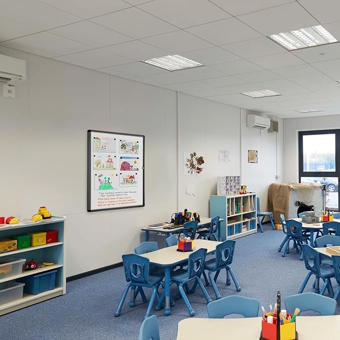 SWANCROWN Enclosed Bulletin Board Black Frame Enclosed Display Case,with Magnets,for School Message Notice, 38x38inch (12xA4)