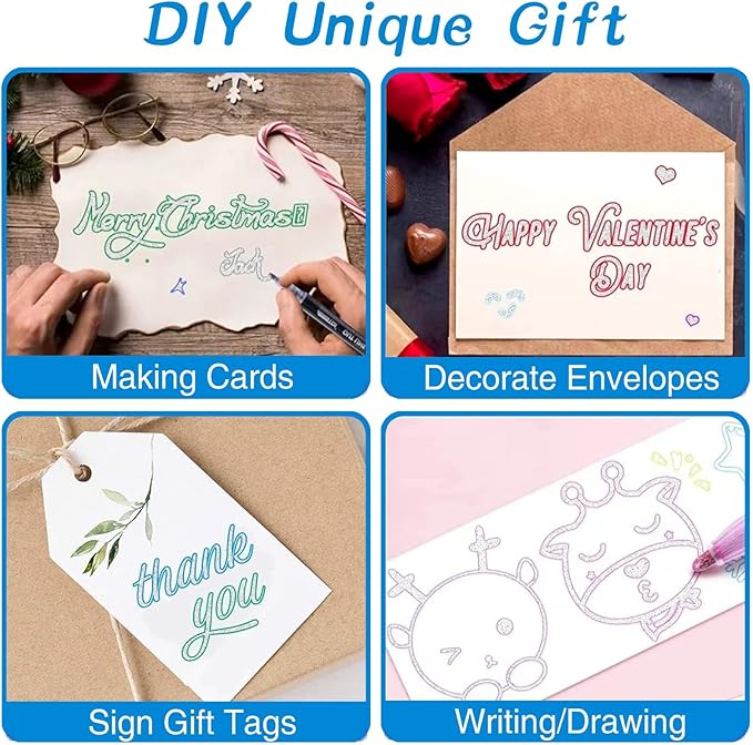 Muchcute Shimmer Markers Outline Glitter Gel Pens: 36 Stocking Stuffers Tween Teen Girl Gifts Trendy Stuff Cute Things Arts Crafts Supplies Kids Ages 4 5 6 7 8 9 10 12 14 16 18 Year Old Present Ideas