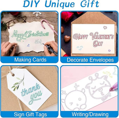 Muchcute Shimmer Markers Outline Glitter Gel Pens: 36 Stocking Stuffers Tween Teen Girl Gifts Trendy Stuff Cute Things Arts Crafts Supplies Kids Ages 4 5 6 7 8 9 10 12 14 16 18 Year Old Present Ideas